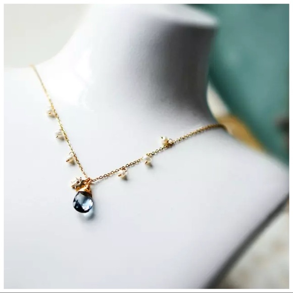 Topaz & Natural Pearl The Gallenah Dainty Necklace - Picture 3 of 8